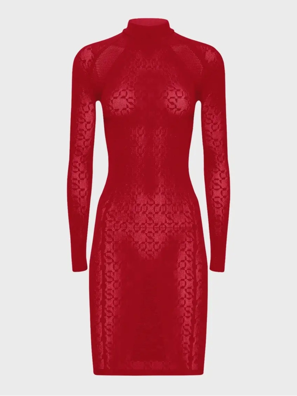 Wolford Simkhai Red Lace Long-Sleeve Bodycon Dress